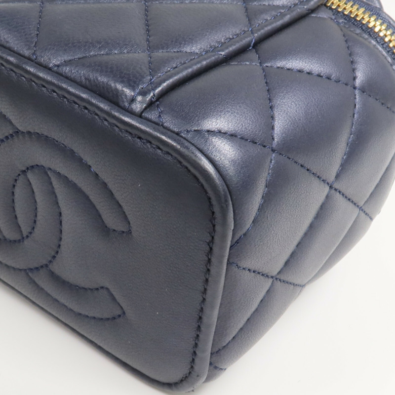 CHANEL 羊皮皮革Mini Top Handle Vanity Case金扣鏈帶肩背袋-7