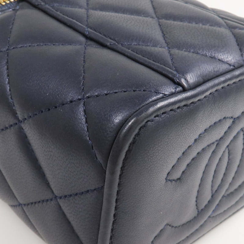 CHANEL 羊皮皮革Mini Top Handle Vanity Case金扣鏈帶肩背袋-8