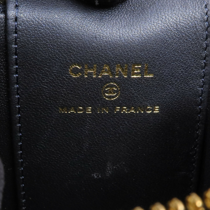 CHANEL 羊皮皮革Mini Top Handle Vanity Case金扣鏈帶肩背袋-13