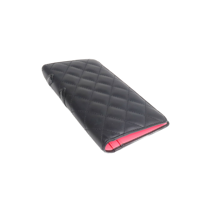 CHANEL 牛皮皮革Cambon Long Wallet銀扣長錢包-4