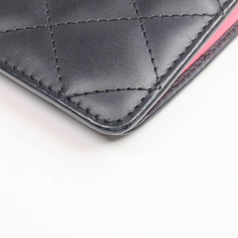 CHANEL 牛皮皮革Cambon Long Wallet銀扣長錢包-14
