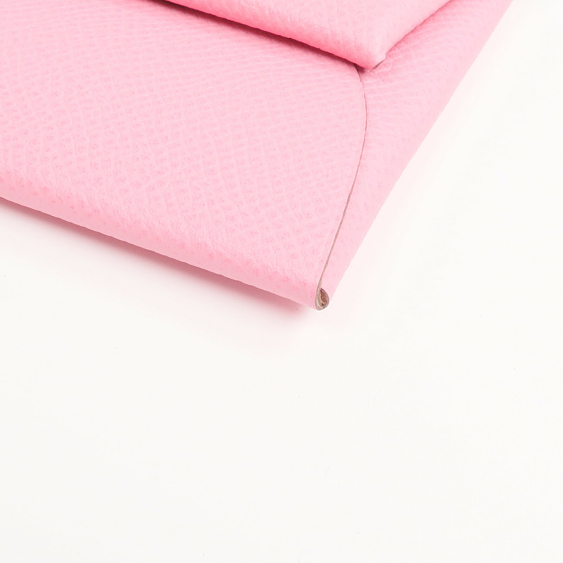 HERMES Epsom皮革Bastia銀扣零錢包Rose Azalee-6