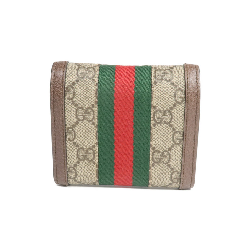 GUCCI 塗層帆布/牛皮皮革Ophidia Trifold Wallet金扣錢包-2