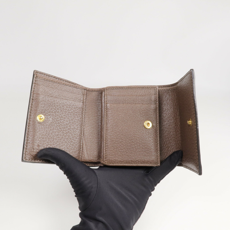 GUCCI 塗層帆布/牛皮皮革Ophidia Trifold Wallet金扣錢包-6