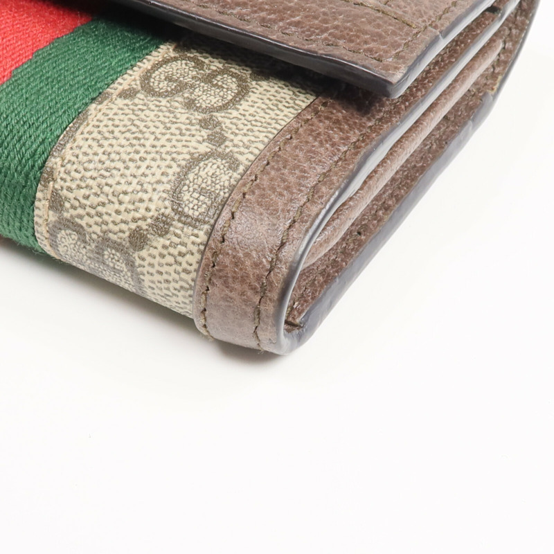 GUCCI 塗層帆布/牛皮皮革Ophidia Trifold Wallet金扣錢包-7