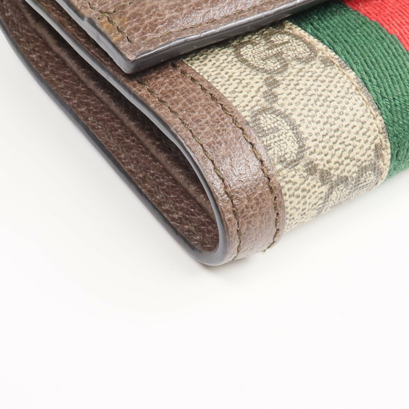GUCCI 塗層帆布/牛皮皮革Ophidia Trifold Wallet金扣錢包-8