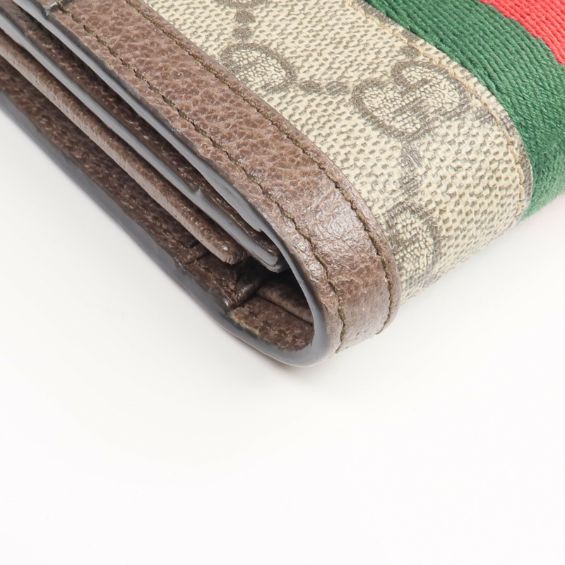 GUCCI 塗層帆布/牛皮皮革Ophidia Trifold Wallet金扣錢包-9