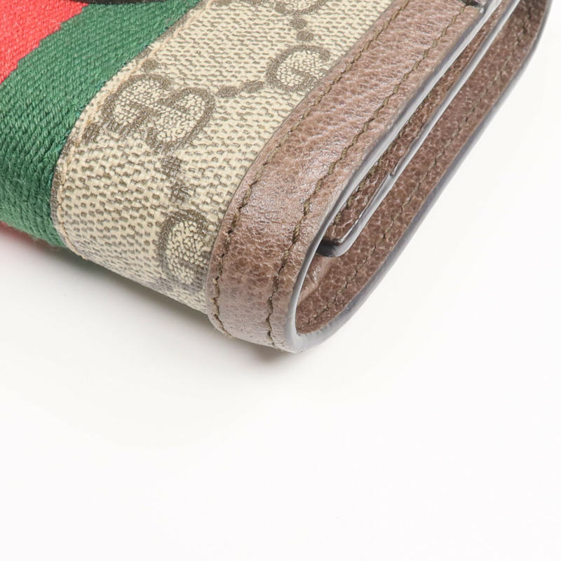 GUCCI 塗層帆布/牛皮皮革Ophidia Trifold Wallet金扣錢包-10