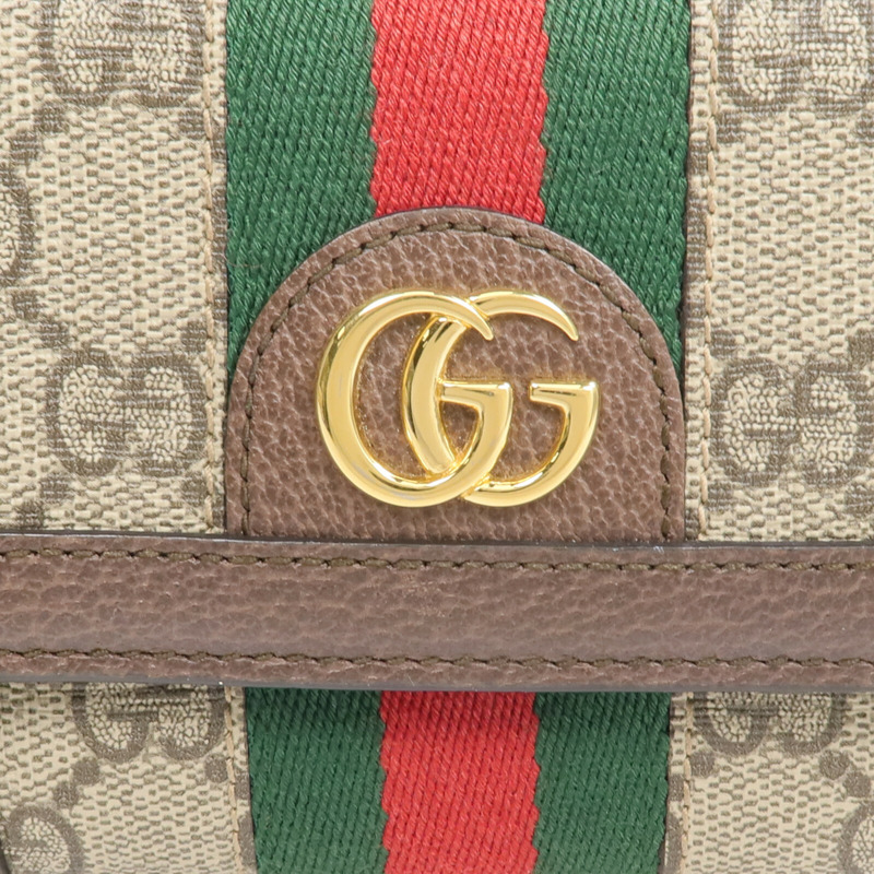 GUCCI 塗層帆布/牛皮皮革Ophidia Trifold Wallet金扣錢包-11