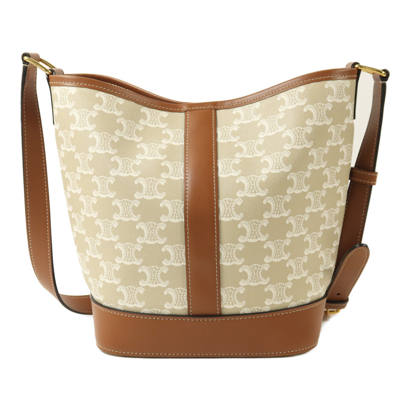 CELINE 塗層帆布Triomphe Bucket金扣肩背袋-1