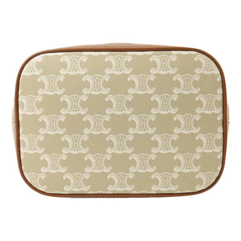 CELINE 塗層帆布Triomphe Bucket金扣肩背袋-3