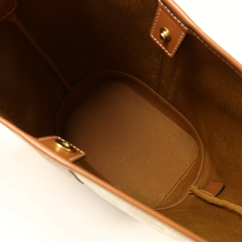 CELINE 塗層帆布Triomphe Bucket金扣肩背袋-4