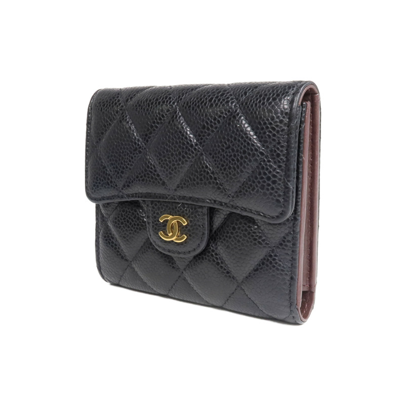 CHANEL 牛皮皮革Wallet金扣錢包-1