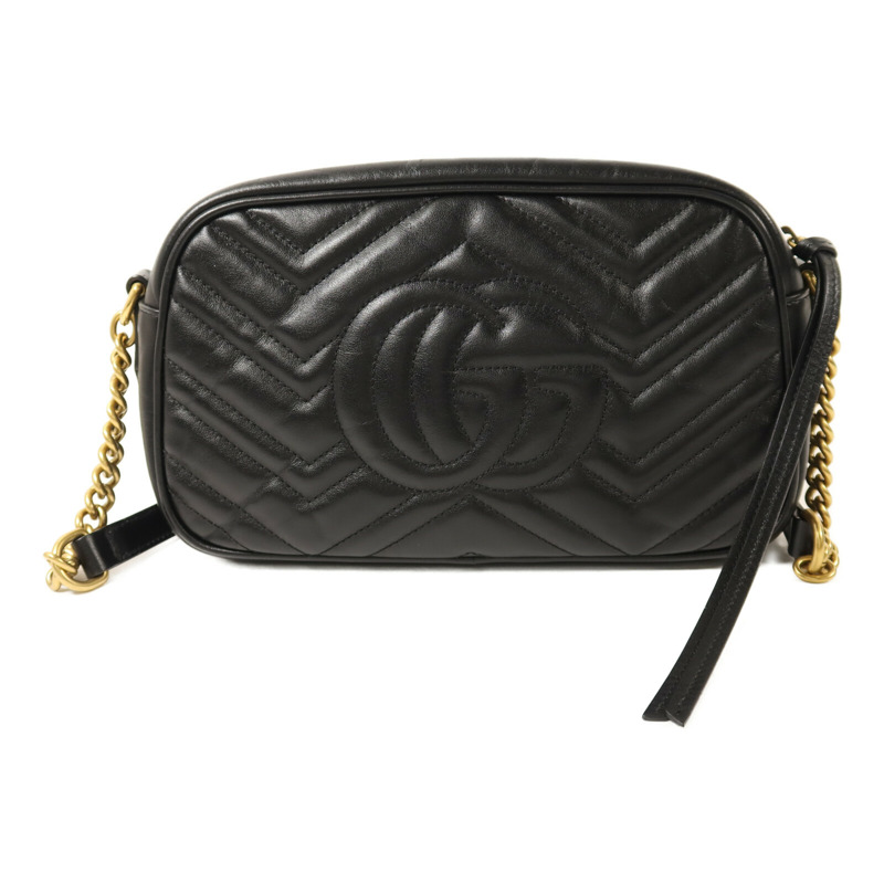 GUCCI 牛皮皮革GG Marmont金扣鏈帶肩背袋-1