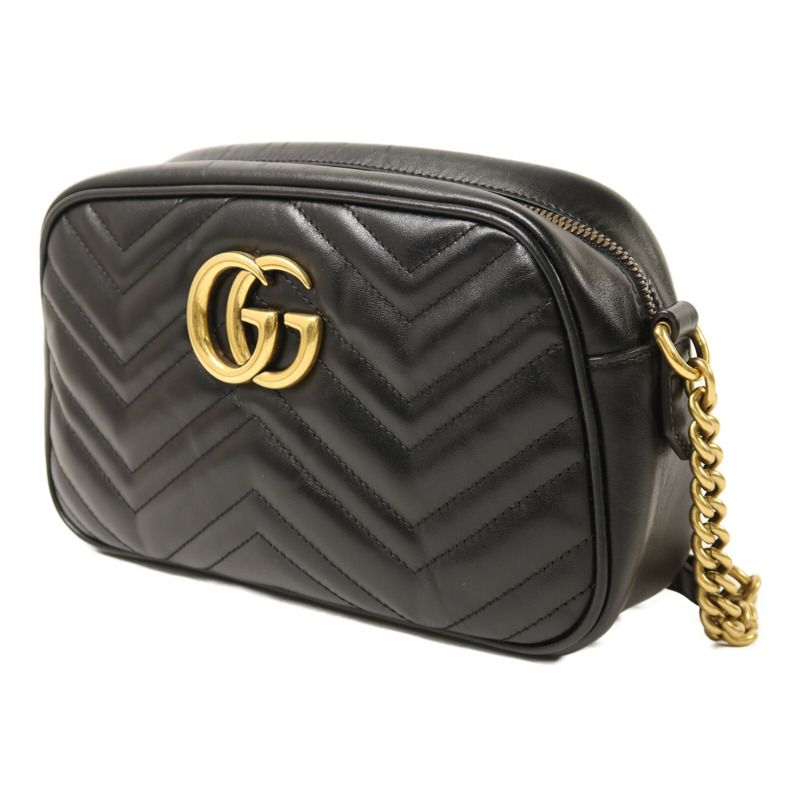 GUCCI 牛皮皮革GG Marmont金扣鏈帶肩背袋-2