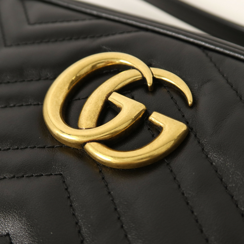 GUCCI 牛皮皮革GG Marmont金扣鏈帶肩背袋-9