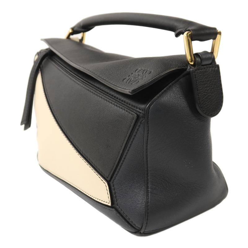 LOEWE 牛皮皮革Puzzle Small金扣手挽肩背兩用袋-2