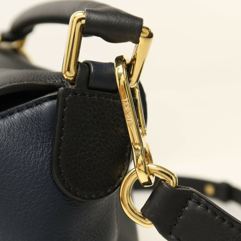 LOEWE 牛皮皮革Puzzle Small金扣手挽肩背兩用袋-9