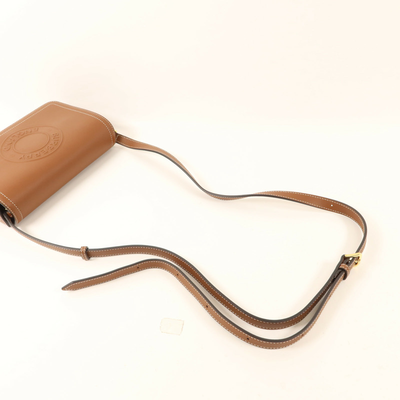 BURBERRY 牛皮皮革Tan Hampshire金扣肩背袋-7