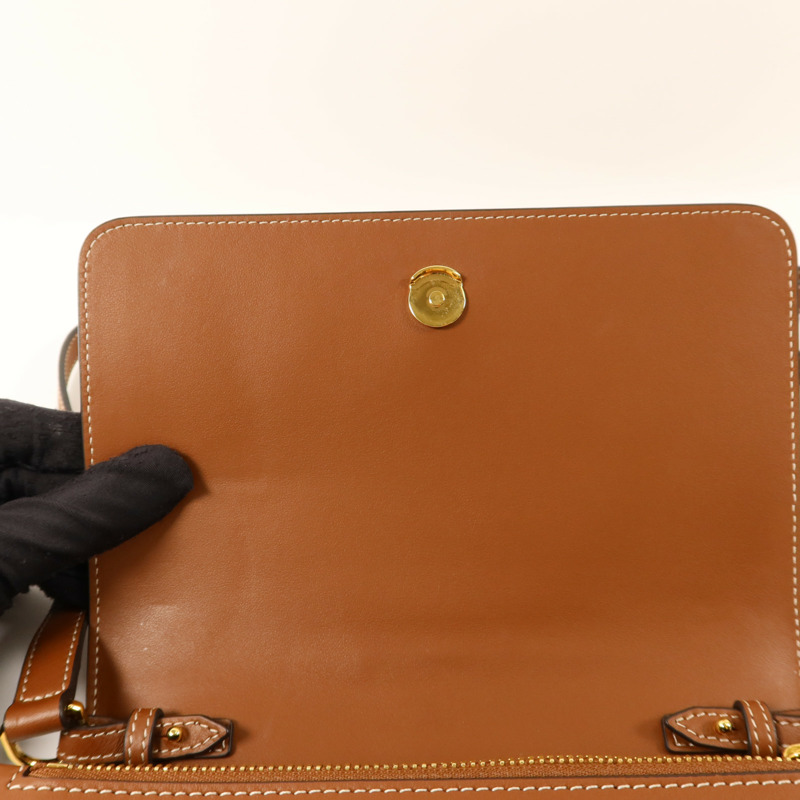 BURBERRY 牛皮皮革Tan Hampshire金扣肩背袋-12