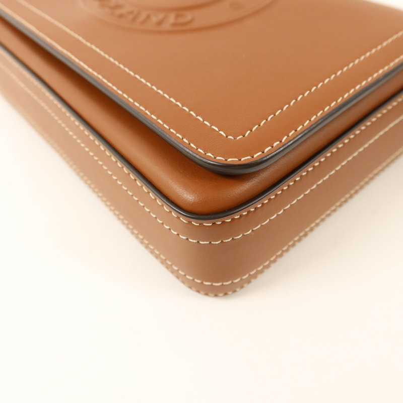 BURBERRY 牛皮皮革Tan Hampshire金扣肩背袋-13