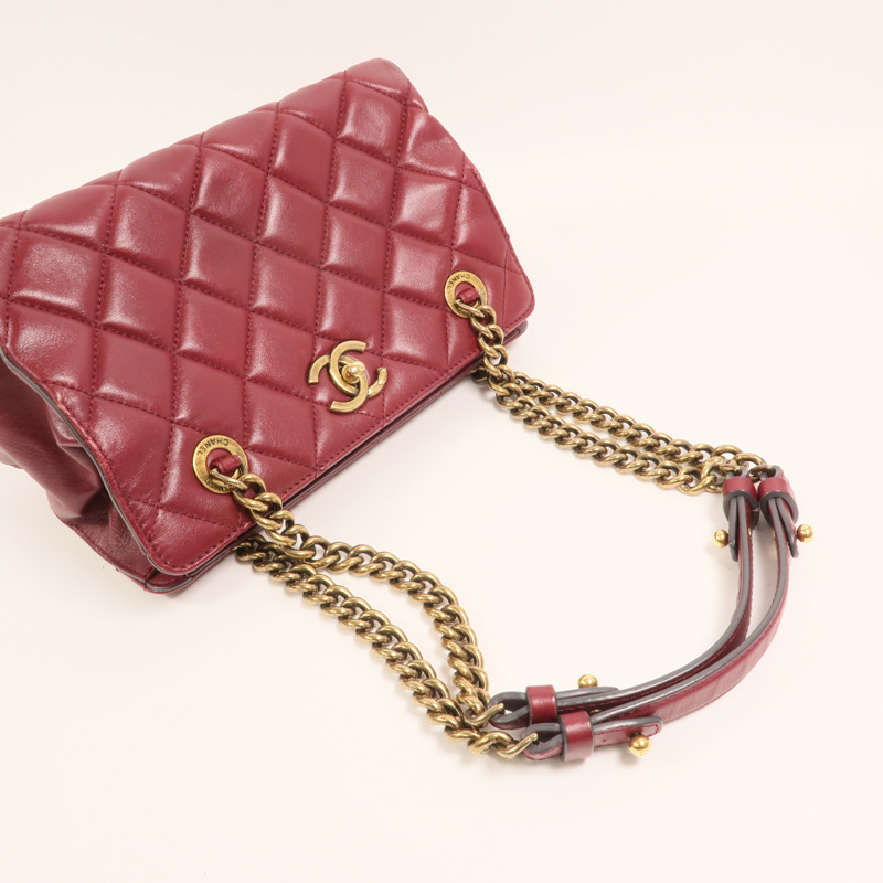 CHANEL 牛皮皮革Tote Bag金扣鏈帶肩背袋-7