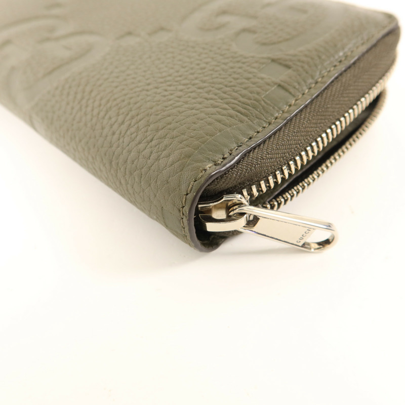 GUCCI 牛皮皮革Long Round Wallet銀扣長錢包-10