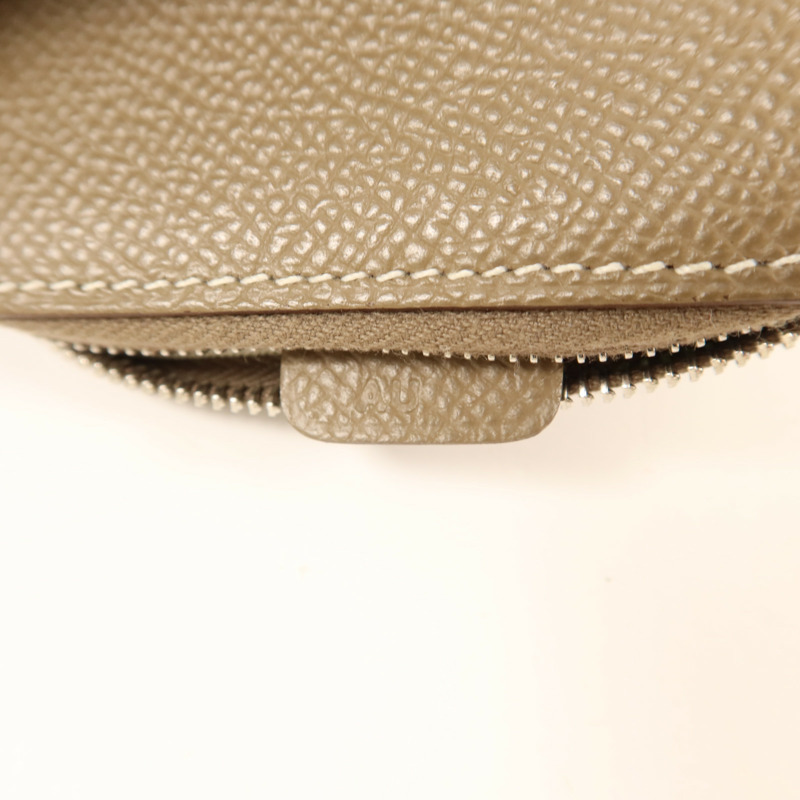 HERMES Epsom皮革Silk In Compact銀扣零錢包Etoupe-7