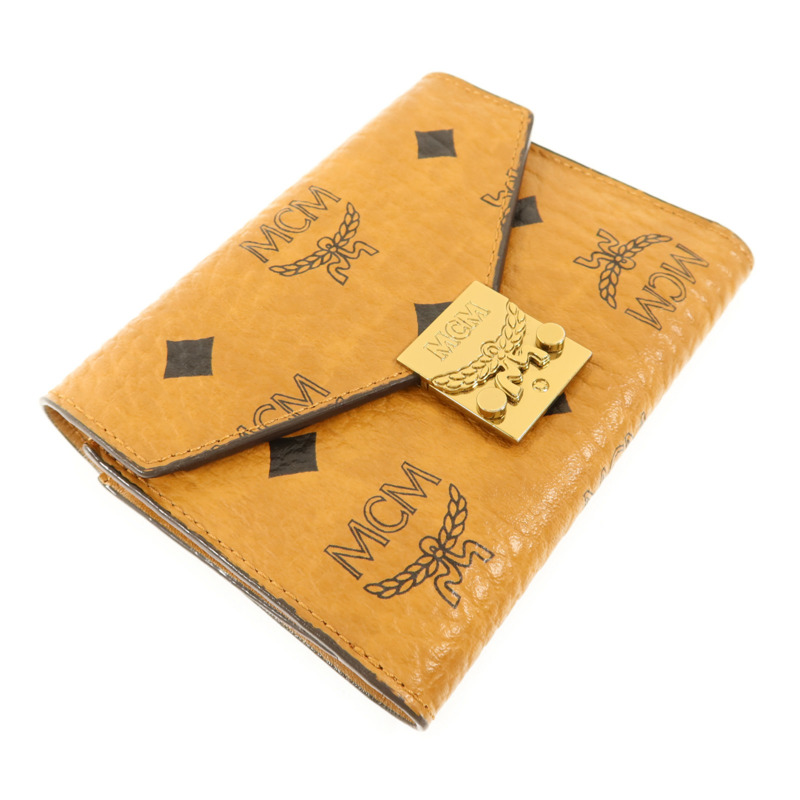 MCM 牛皮皮革Trifold Wallet金扣錢包-2