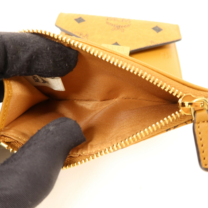 MCM 牛皮皮革Trifold Wallet金扣錢包-6