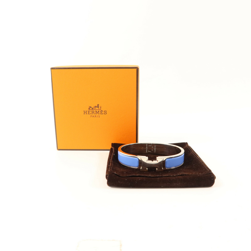 HERMES 金屬Clic H銀扣手鐲-10