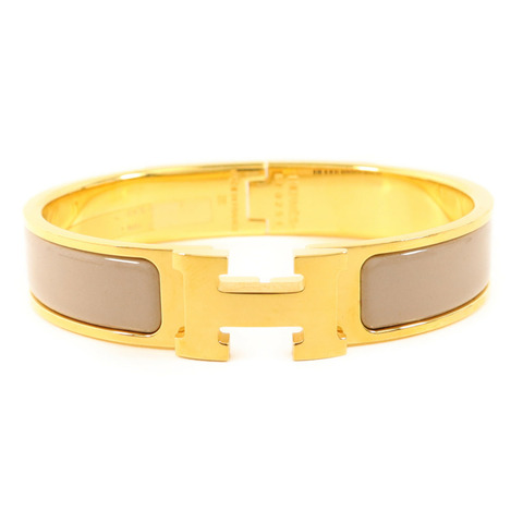 HERMES 金屬Clic H金扣手鐲Marron Glace