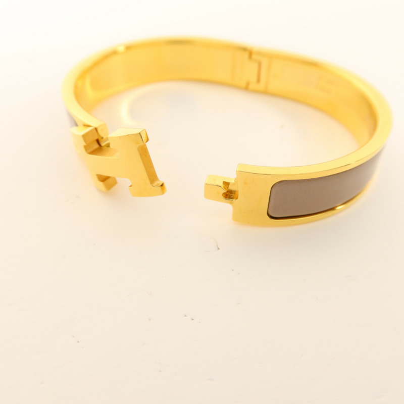 HERMES 金屬Clic H金扣手鐲Marron Glace-5