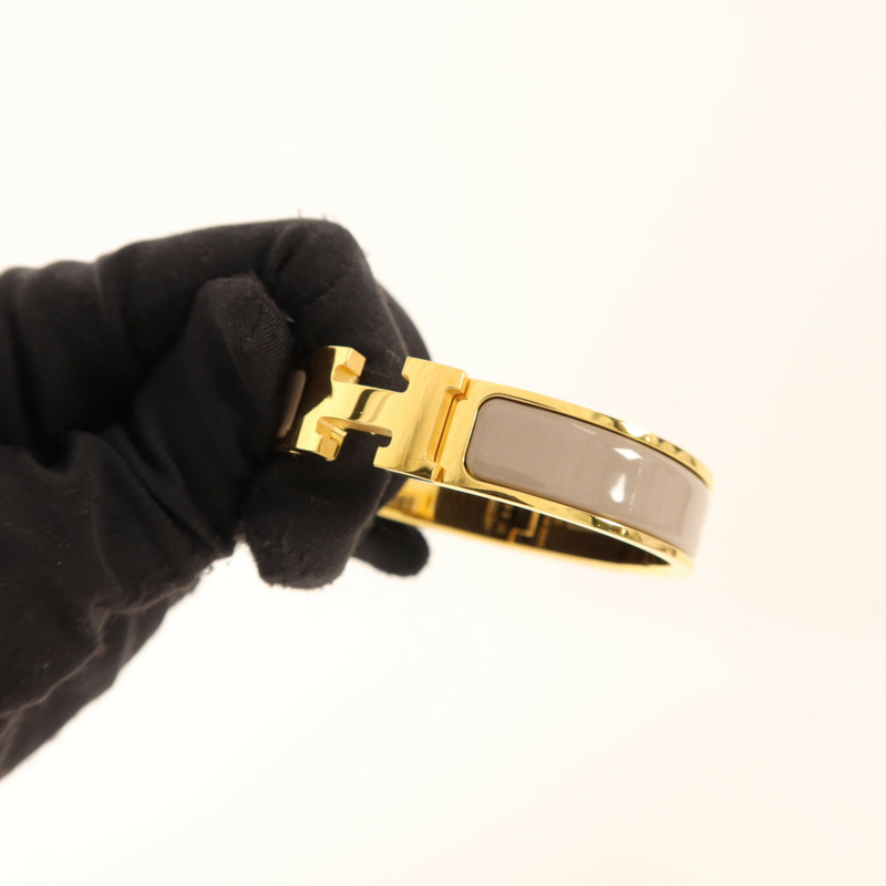 HERMES 金屬Clic H金扣手鐲Marron Glace-13