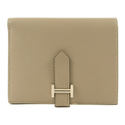 HERMES Epsom皮革Bearn Compact Wallet銀扣錢包Gris Asphalt​e