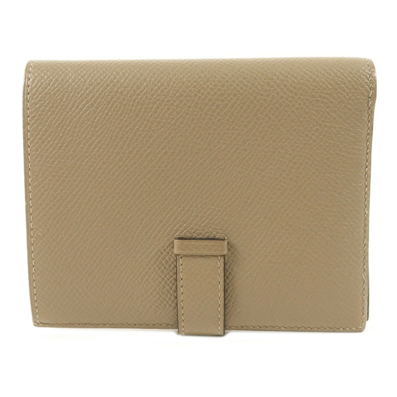 HERMES Epsom皮革Bearn Compact Wallet銀扣錢包Gris Asphalt​e-1