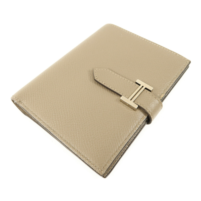 HERMES Epsom皮革Bearn Compact Wallet銀扣錢包Gris Asphalt​e-2