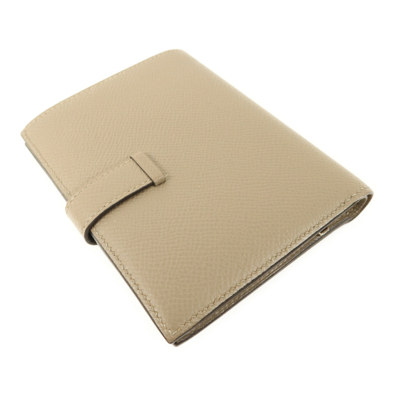HERMES Epsom皮革Bearn Compact Wallet銀扣錢包Gris Asphalt​e-3