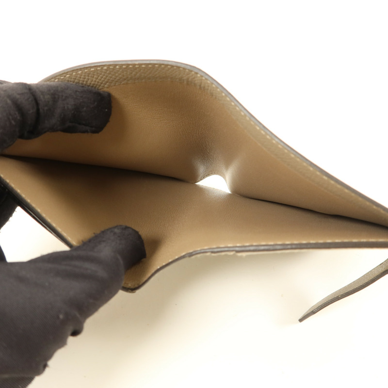 HERMES Epsom皮革Bearn Compact Wallet銀扣錢包Gris Asphalt​e-5