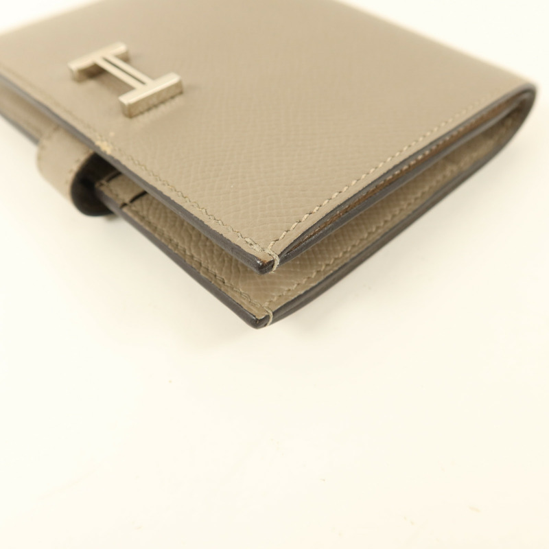 HERMES Epsom皮革Bearn Compact Wallet銀扣錢包Gris Asphalt​e-11