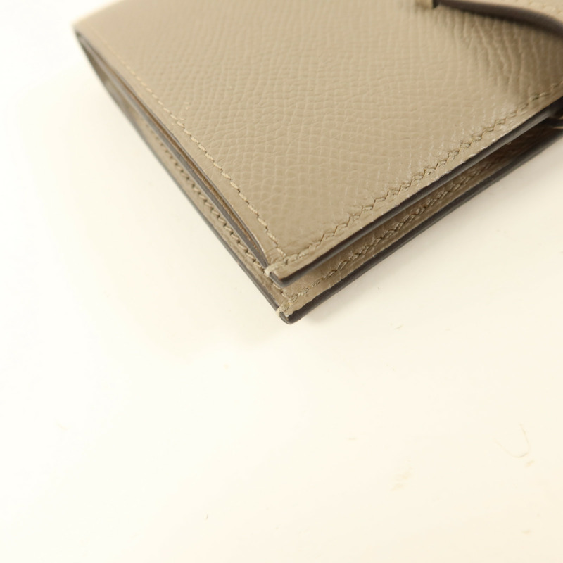 HERMES Epsom皮革Bearn Compact Wallet銀扣錢包Gris Asphalt​e-14