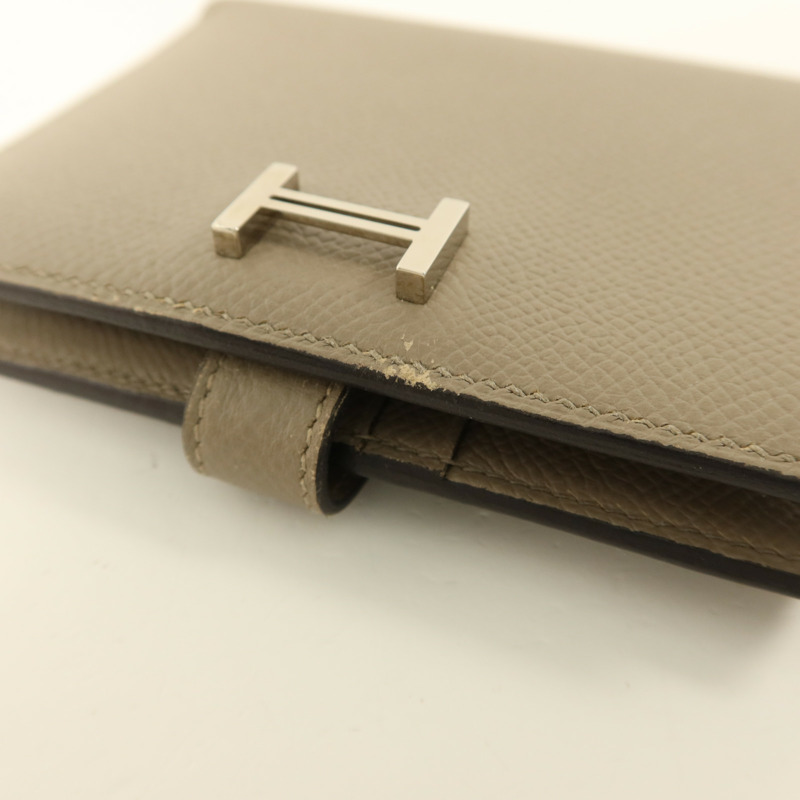 HERMES Epsom皮革Bearn Compact Wallet銀扣錢包Gris Asphalt​e-15