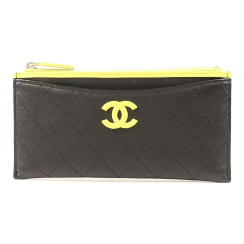 CHANEL 牛皮皮革Long Wallet銀扣長錢包