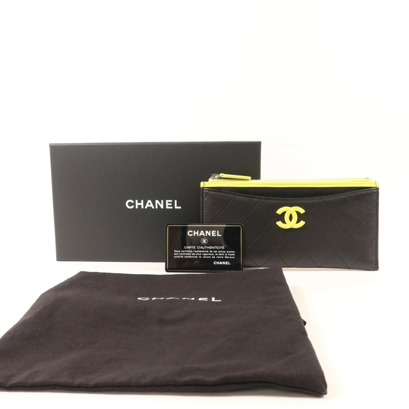 CHANEL 牛皮皮革Long Wallet銀扣長錢包-9