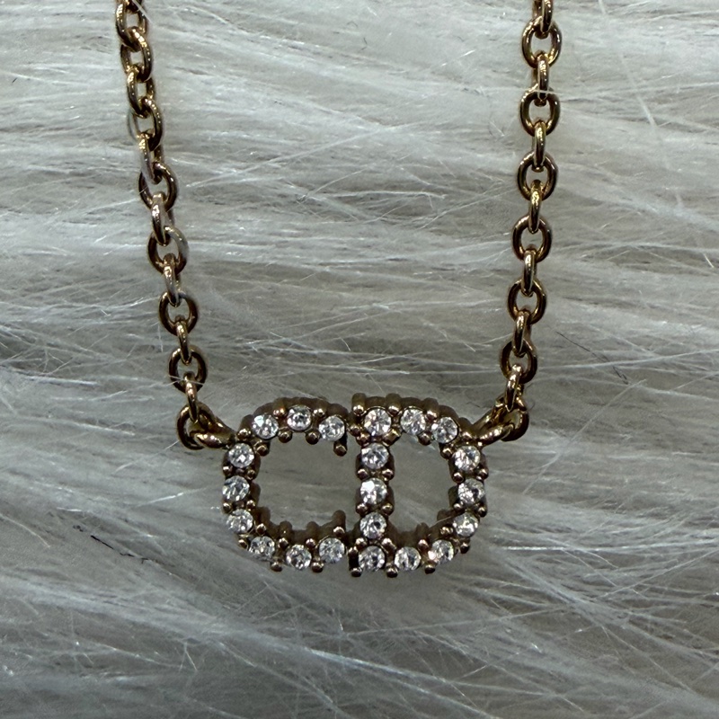 DIOR N2241 金色CD 水鑽 Petit CD 項鍊-0