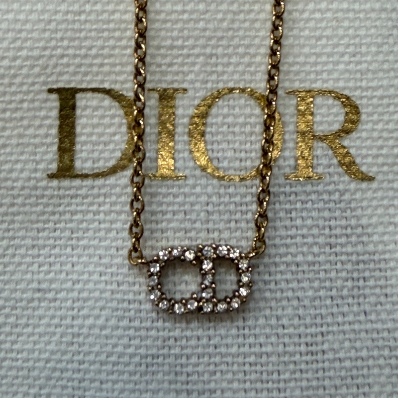 DIOR N2241 金色CD 水鑽 Petit CD 項鍊-1