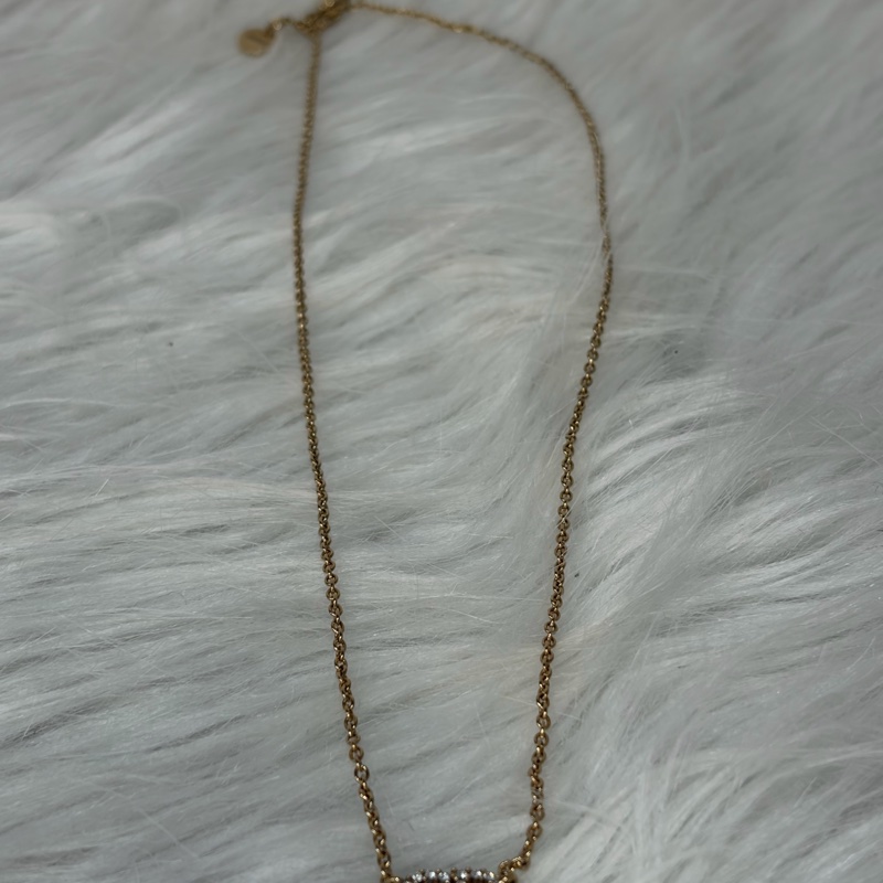 DIOR N2241 金色CD 水鑽 Petit CD 項鍊-3