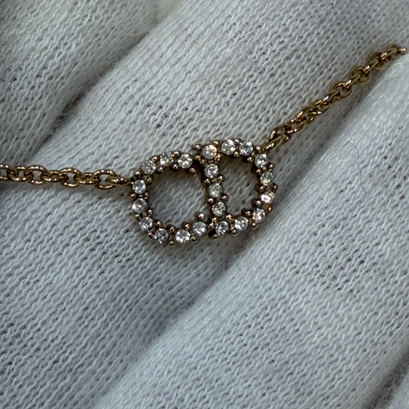 DIOR N2241 金色CD 水鑽 Petit CD 項鍊-4