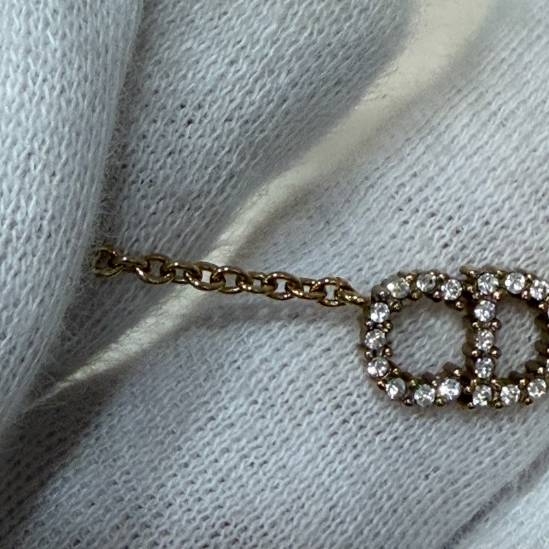 DIOR N2241 金色CD 水鑽 Petit CD 項鍊-5