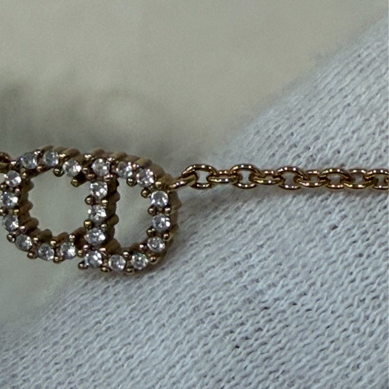DIOR N2241 金色CD 水鑽 Petit CD 項鍊-6